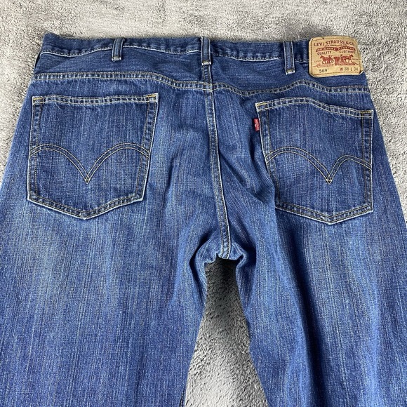 Levis 569 Loose Straight Fit Jeans Mens 38x31 Blue Medium Wash Denim Mid Rise - Picture 12 of 14